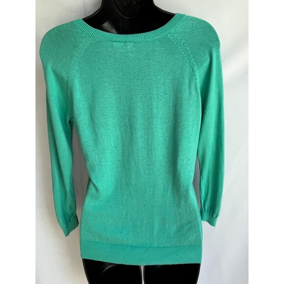 Moth Anthropologie Sweater Top Paisley Print Knit Mix Media Mint Green XS Quirky - Picture 4 of 10
